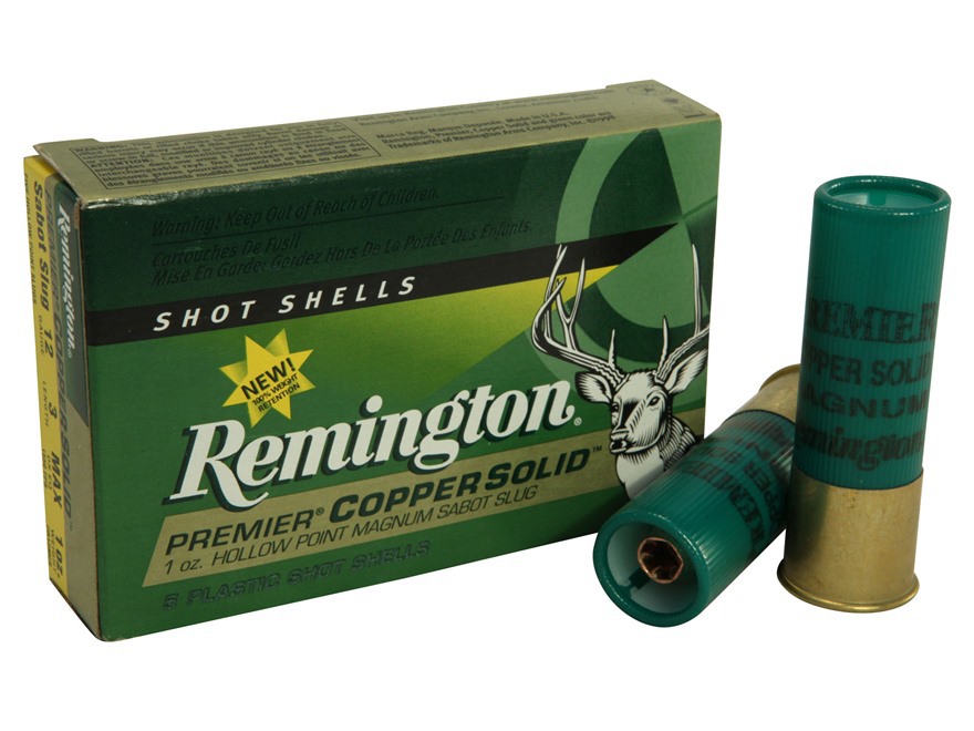 Remington Premier Copper Solid - 12ga, 1oz Hollow Point Magnum Sabot Slug, 5Rnd